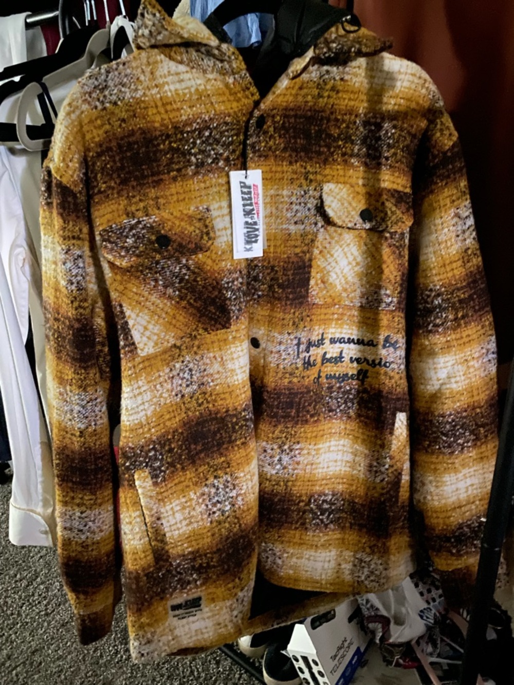 🔥RARE KLEEP Limited Plaid Hoodie Jacket (Size L) – Hard to Find / One of a Kind